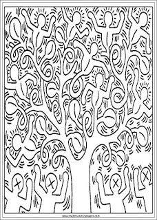 tree of life keith haring printable adults coloring pages