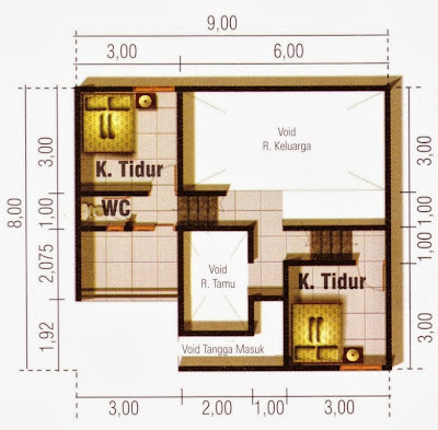 Denah Rumah Minimalis 3 Lantai 100 m2