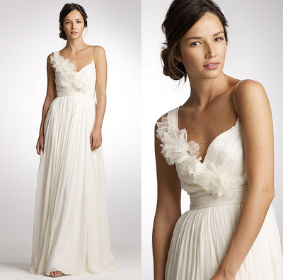 This J Crew wedding dress with its flower trim would be perfect for such 