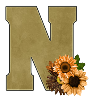Abecedario con Flores Amarillas. Alphabet with Yellow Flowers.