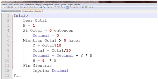 FACULTAD DE INGENIERIA: 4. Algoritmo para pasar de Octal a ...