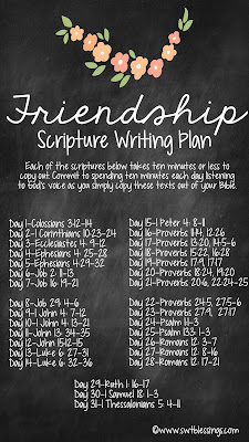 Sweet Blessings: May Scripture Writing Plan: Friendship
