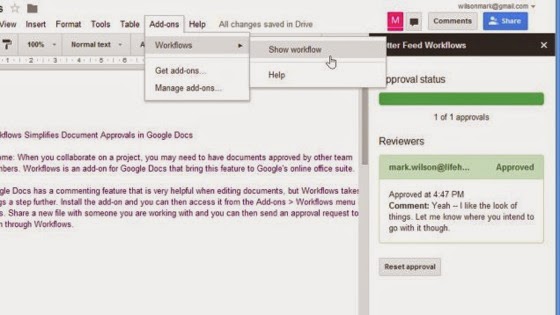 Workflows Makes Collaborating on Documents in Google Docs Easier via Lifehacker