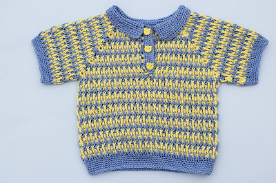 5 - Imagen Crochet Polo azul y amarillo a crochet y ganchillo por Majovel Crochet