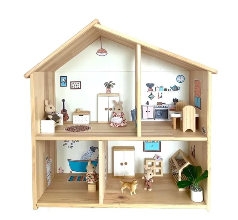 ikea flisat dollhouse with custom stickers