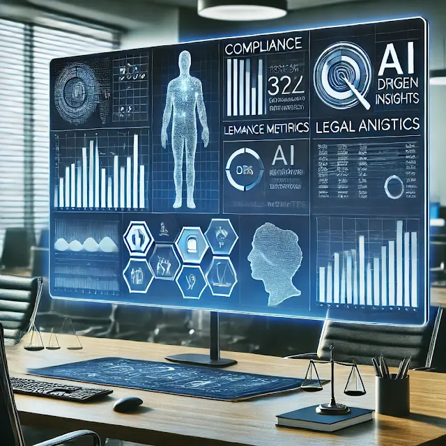 Modern digital interface displaying compliance-related data and AI tools