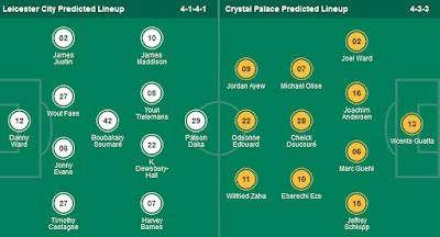 Line Up Leicester vs Crystal Palace