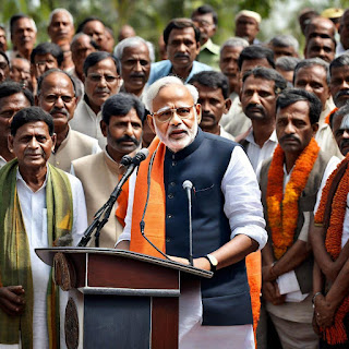 Prime Minister addressing a public meeting after inaugurating a government project