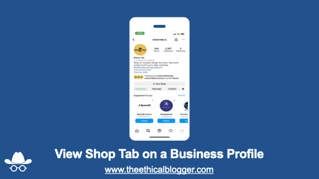 shop tab on business profile page on instagram by the ethical blogger