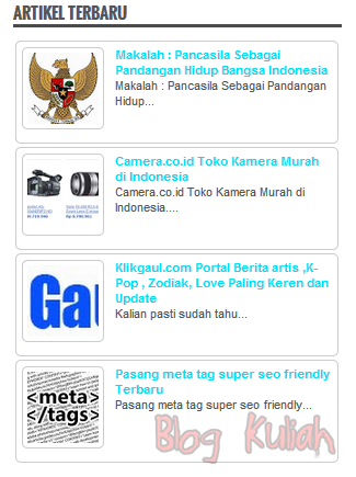 Cara Pasang Artikel Terbaru Keren Blogger