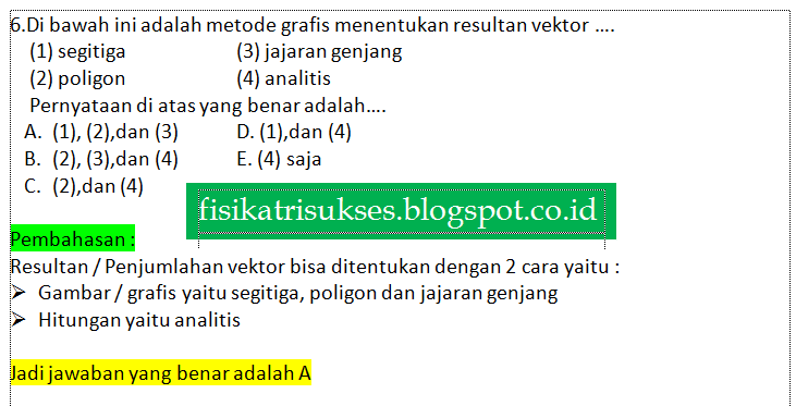  SOAL DAN JAWABAN FISIKA KELAS X SEMESTER 1 