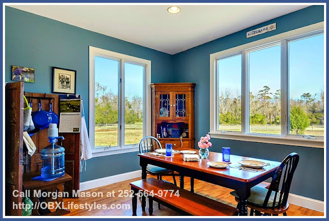 The scenic views from the dining area of this 4 bedroom equestrian property for sale on the Outer Banks NC offer the perfect backdrop for an intimate dinner or a fun Sunday brunch.