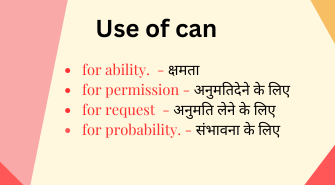 Use of Can and Could with examples in Hindi