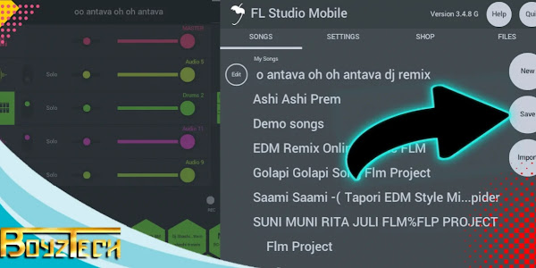 কিভাবে FL Studio Mobile এর FLM Project file ওপেন ও সংরক্ষণ করে