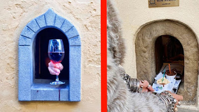 Pictures of two wine windows.