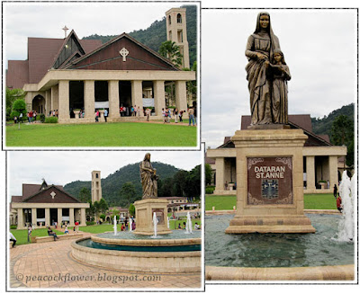 St Anne's Church, Statue of St Anne and a broader view from St Anne Square, Bukit Mertajam