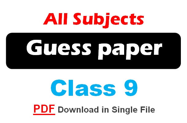 9th class guess paper 2024 pdf - Zahid Notes