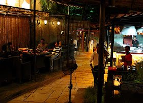 restaurant shack interior in Goa