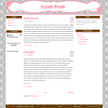 Flower Power free blogger template convert from wordpress theme to blogger with 3 column blogger template