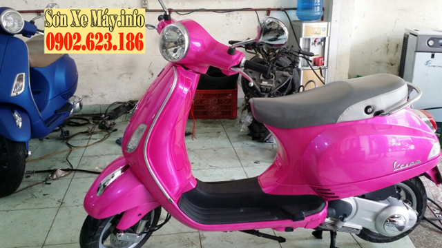 Sơn xe Vespa LX màu hồng nữ tính cực đẹp