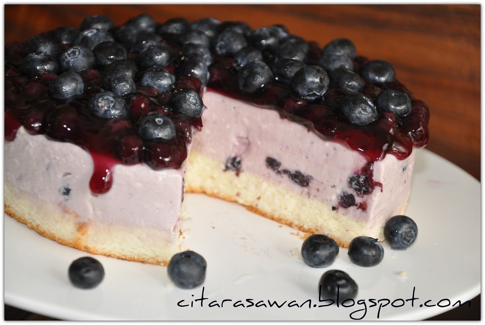 Kek Keju Blueberry Dingin / Chilled Blueberry Cheesecake 