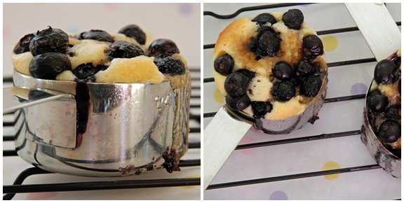 Blueberry Butter Cake baked in a measuring cup