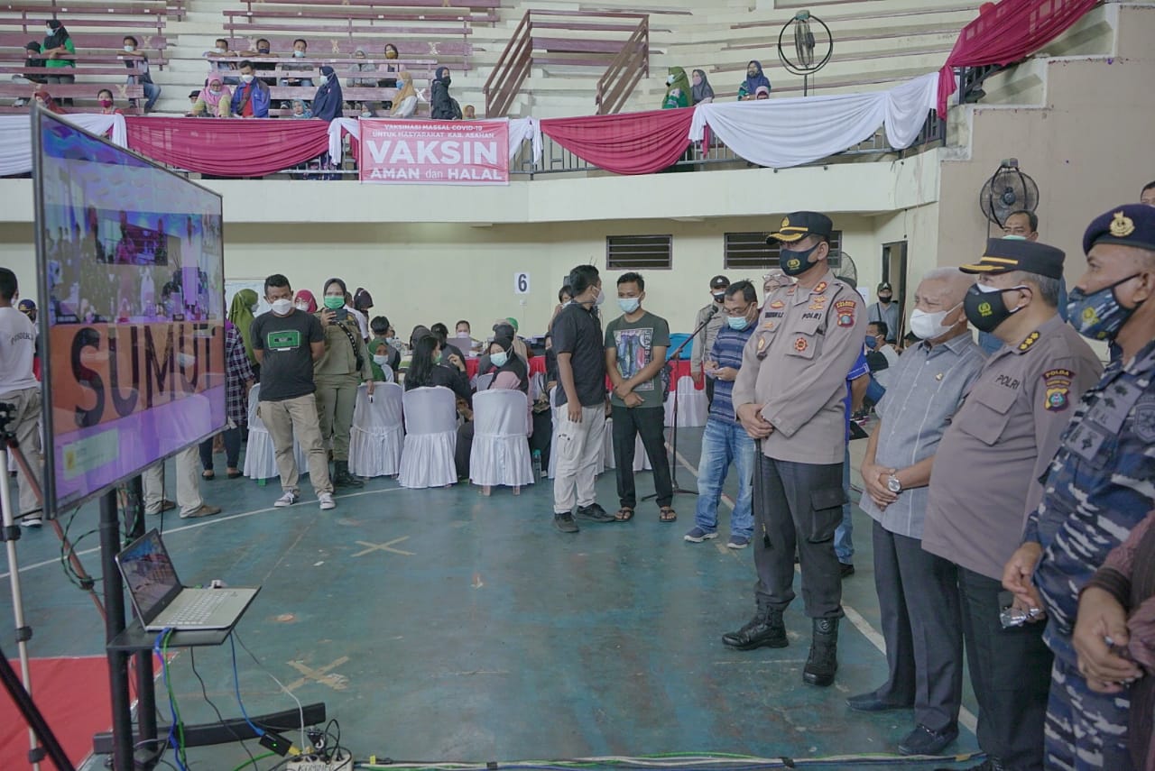 Ribuan Warga Asahan Antusias Mengikuti Vaksinasi Massal Yang Digelar Dalam Rangka HUT Bahyangkara ke 75