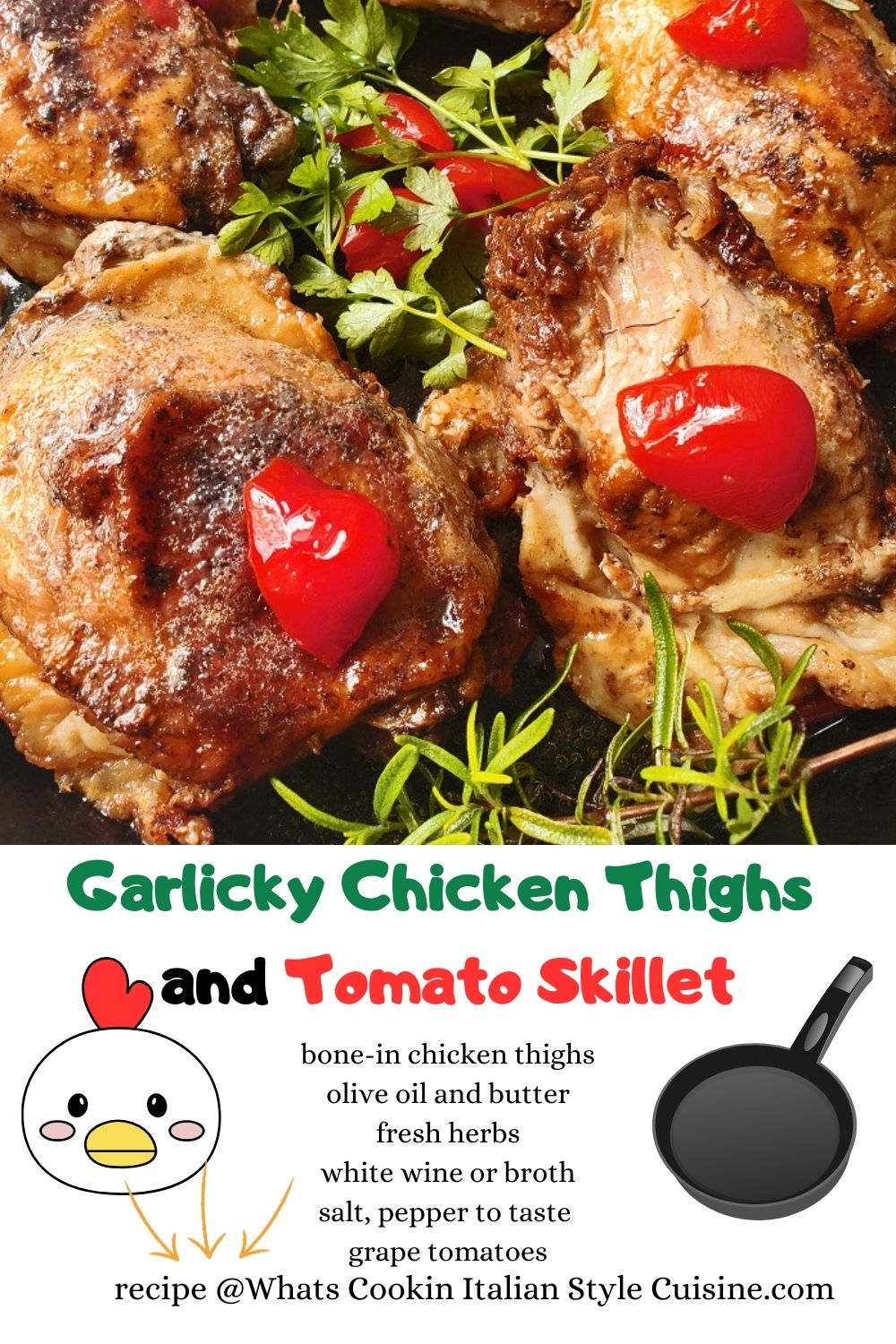 pin for later skillet chicken and tomatoes