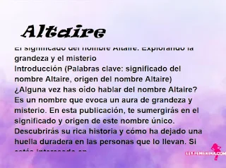 significado del nombre Altaire