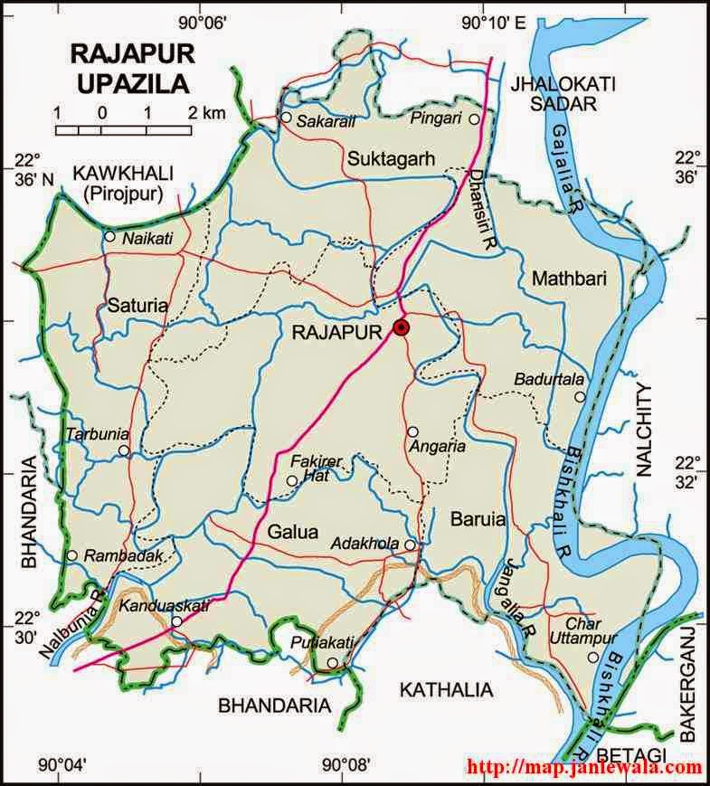 rajapur upazila map of bangladesh