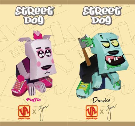 Street Dog Paper Toy Dombie Puffie