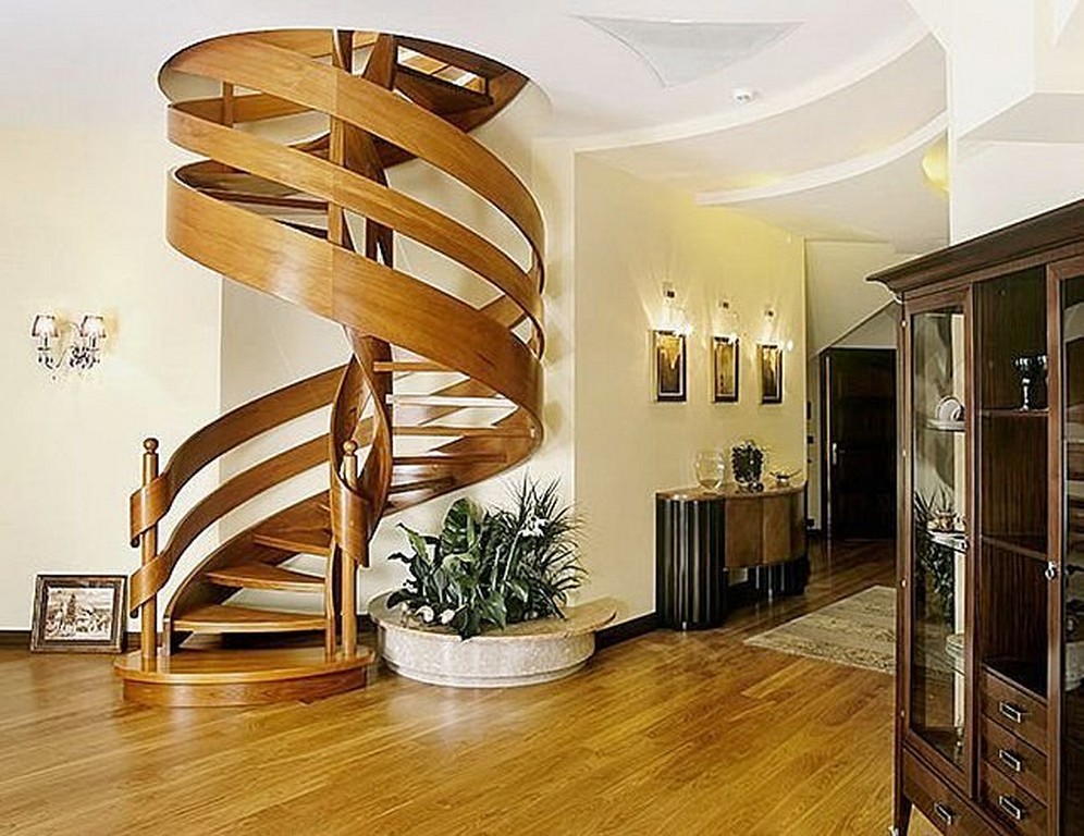 Wood Spiral Stairs Design