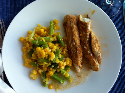 SouthernSpoon blog: corn and asparagus salad, grilled fish, mango margaritas