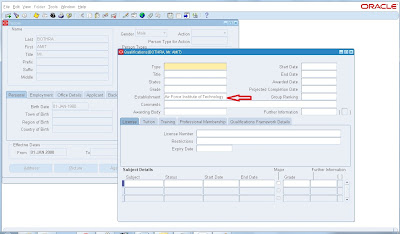 How to Upload Establishment in Employee Qualification in Oracle HRMS