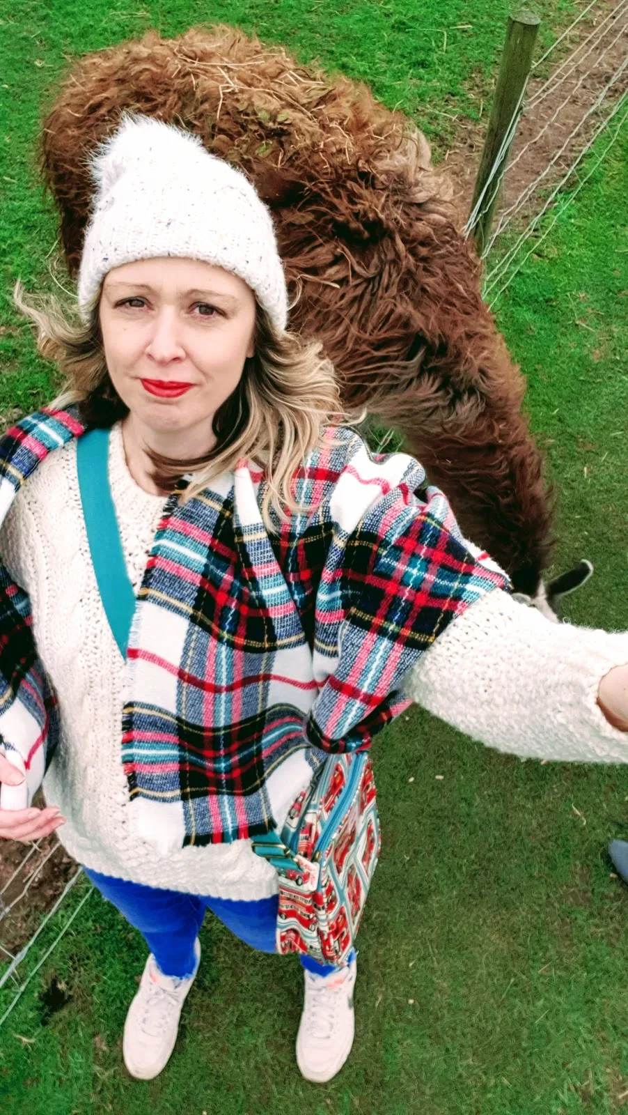 Selfie with a Brown llama