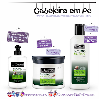 Composição Linha Baixo Poo - Tresemmé (Condicinador e máscara liberados para No Poo e Cowash e creme para pentear liberado para Low Poo)