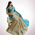 Royal Blue and Bisque Indian Georgette Saree For Women