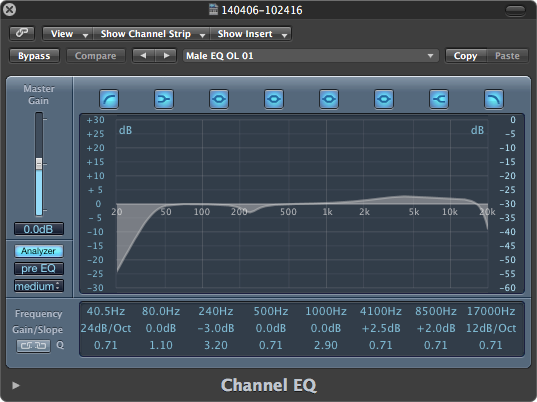 Logic 9 default channel EQ plugin