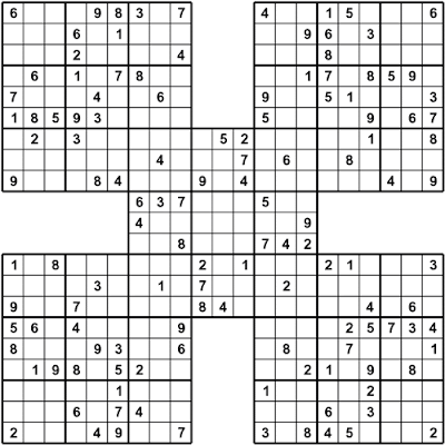 Free Printable Samurai Sudoku on Printable Sudoku   Hard