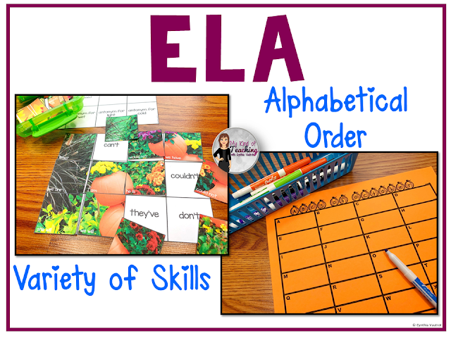 ELA alphabetical order and variety of skills