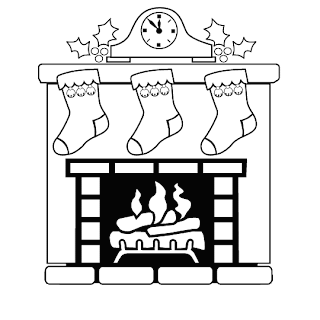 Christmas Fireplace Kids Coloring Pages