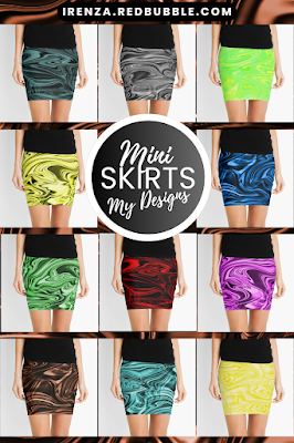 Liquid Marble Designs on Mini Skirts.