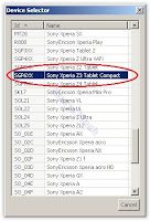 device selector - flashtool xperia