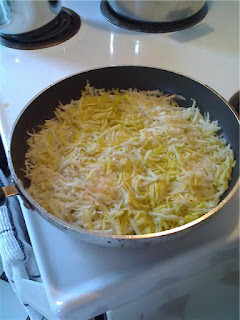 Shredded Potatoes in the pan