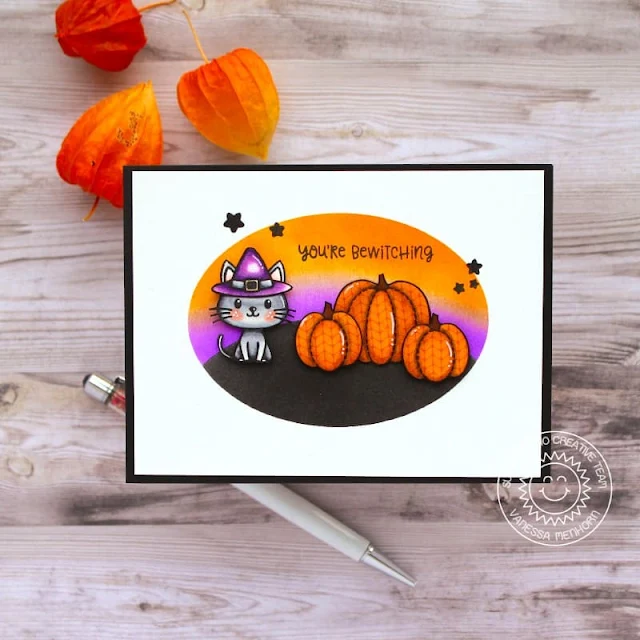 Sunny Studio Stamps: Bewitching Stitched Ovals Dies Halloween Card by Vanessa Menhorn