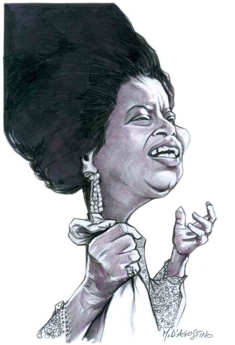 Umm Kulthum .. Caricature by Marco D'Agostino - Italy