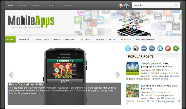 Mobile Apps - Phone Theme Blogger Template