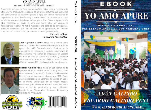 EBOOK: Obsequian libro digital “YO AMO APURE" en tributo Post-mortem al Prof. Adán Galindo.