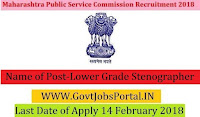 Maharashtra Public Service Commission Recruitment 2018 –22 Lower Grade Stenographer