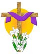 draped cross with lilies